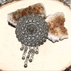 Ethnic Indonesian Rustic Silver Plated Brooch